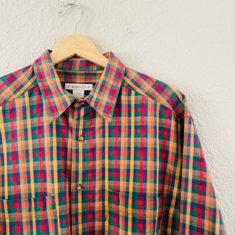 Liz Claiborne 90s Rainbow Print Button Up Long Sleeve Shirt